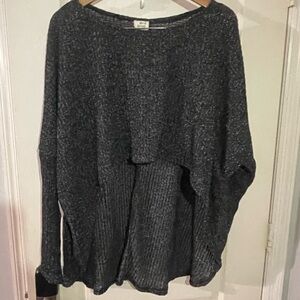 Oversized Charcoal Women's Crew Neck cropped Sweater